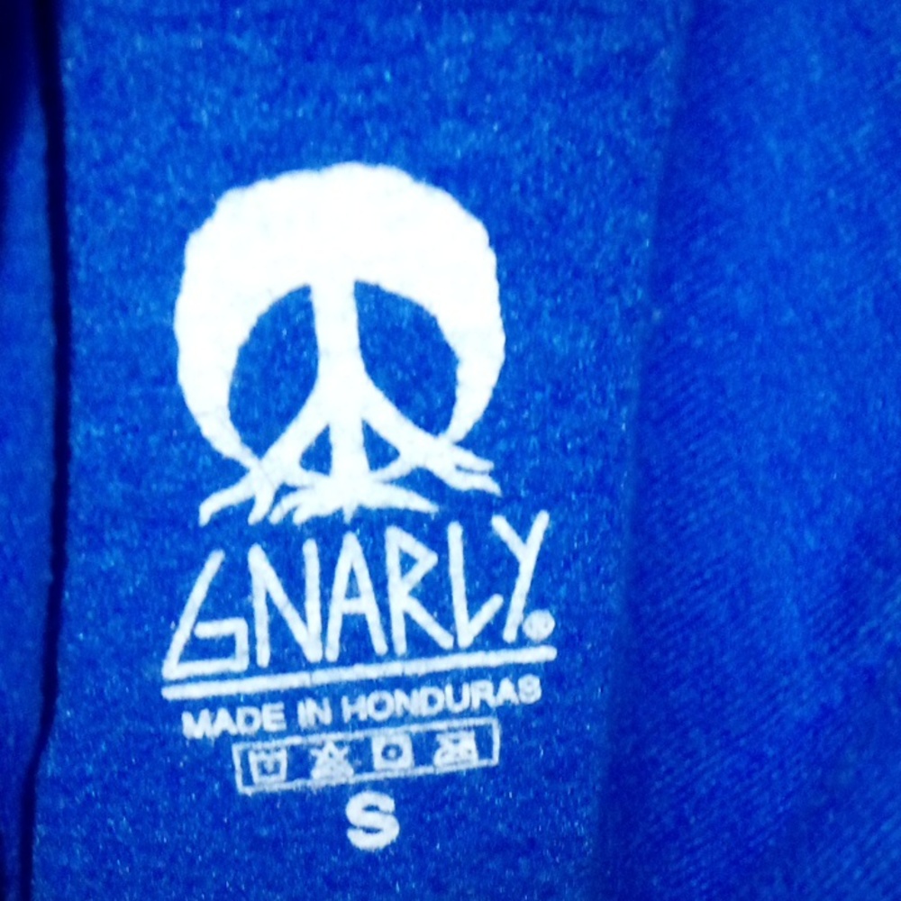 BLUE/WHITE (SO GNARLY! Arms) Tree Peace sign w/ roots long sleeve hoodie SIZE:S - Picture 4 of 4